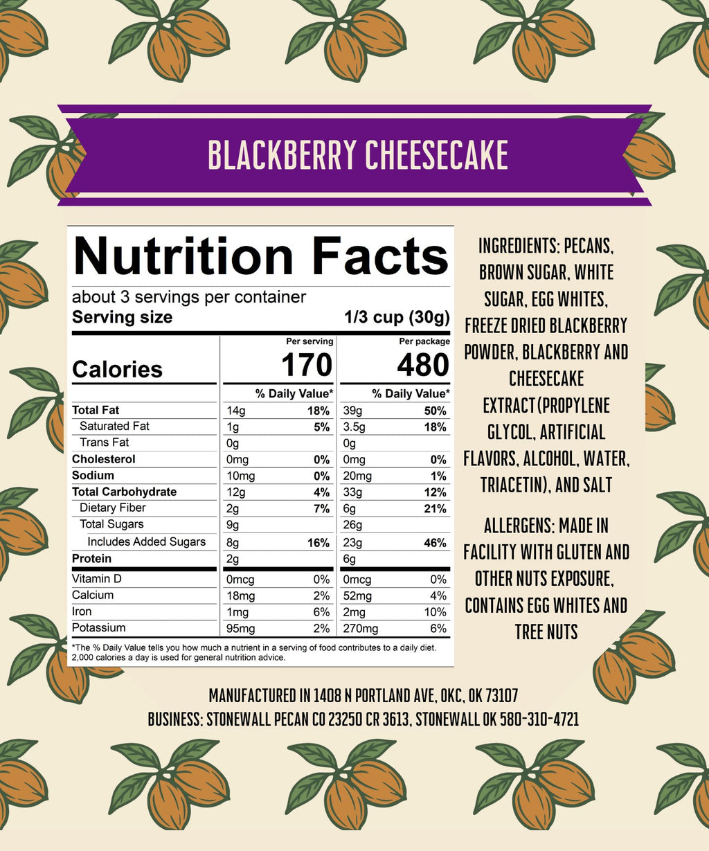 Blackberry Cheesecake Candied Pecans