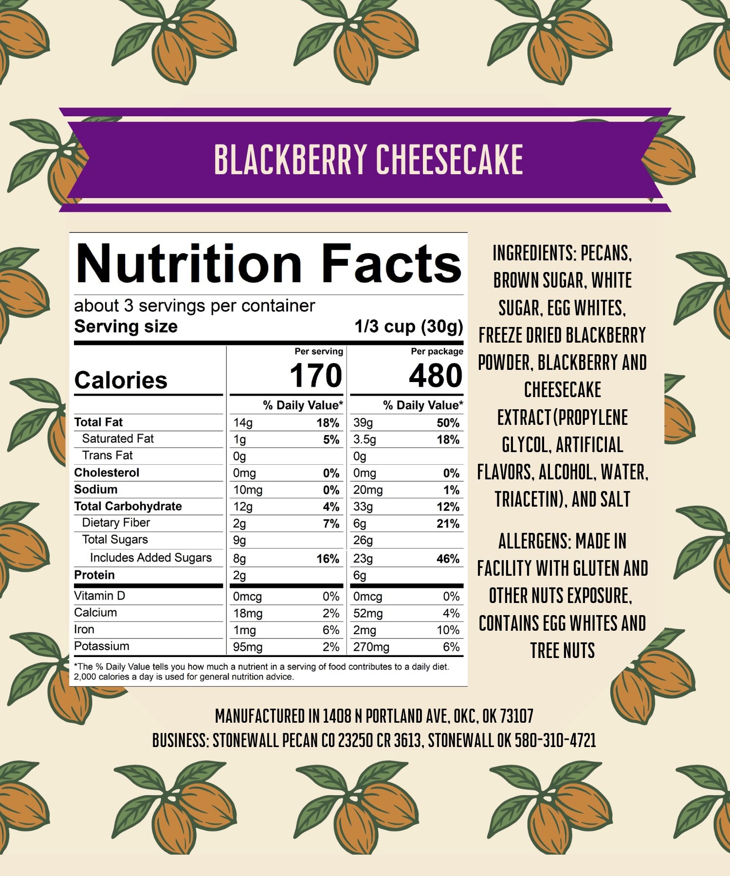 Blackberry Cheesecake Candied Pecans