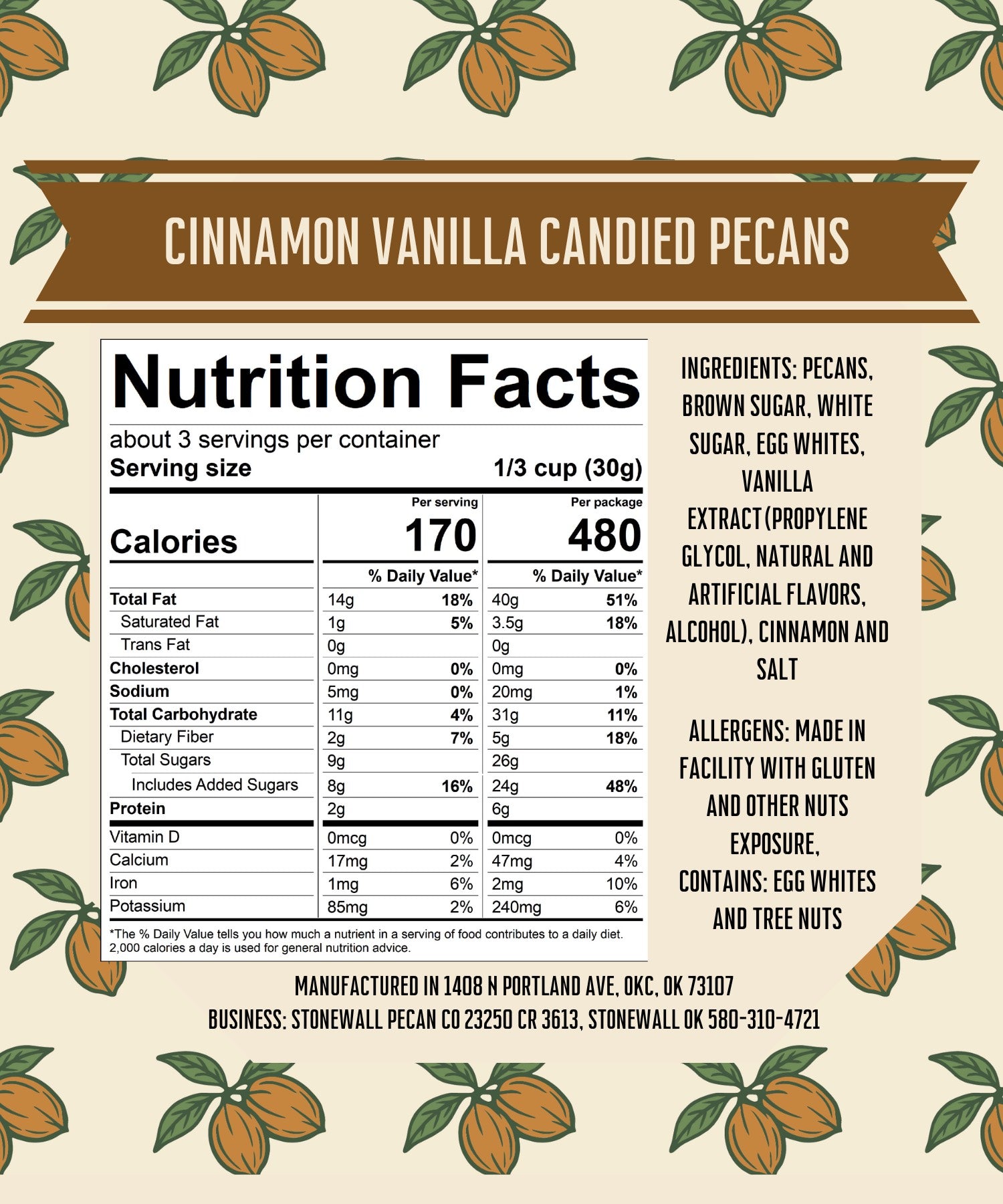 Cinnamon Vanilla Candied Pecans