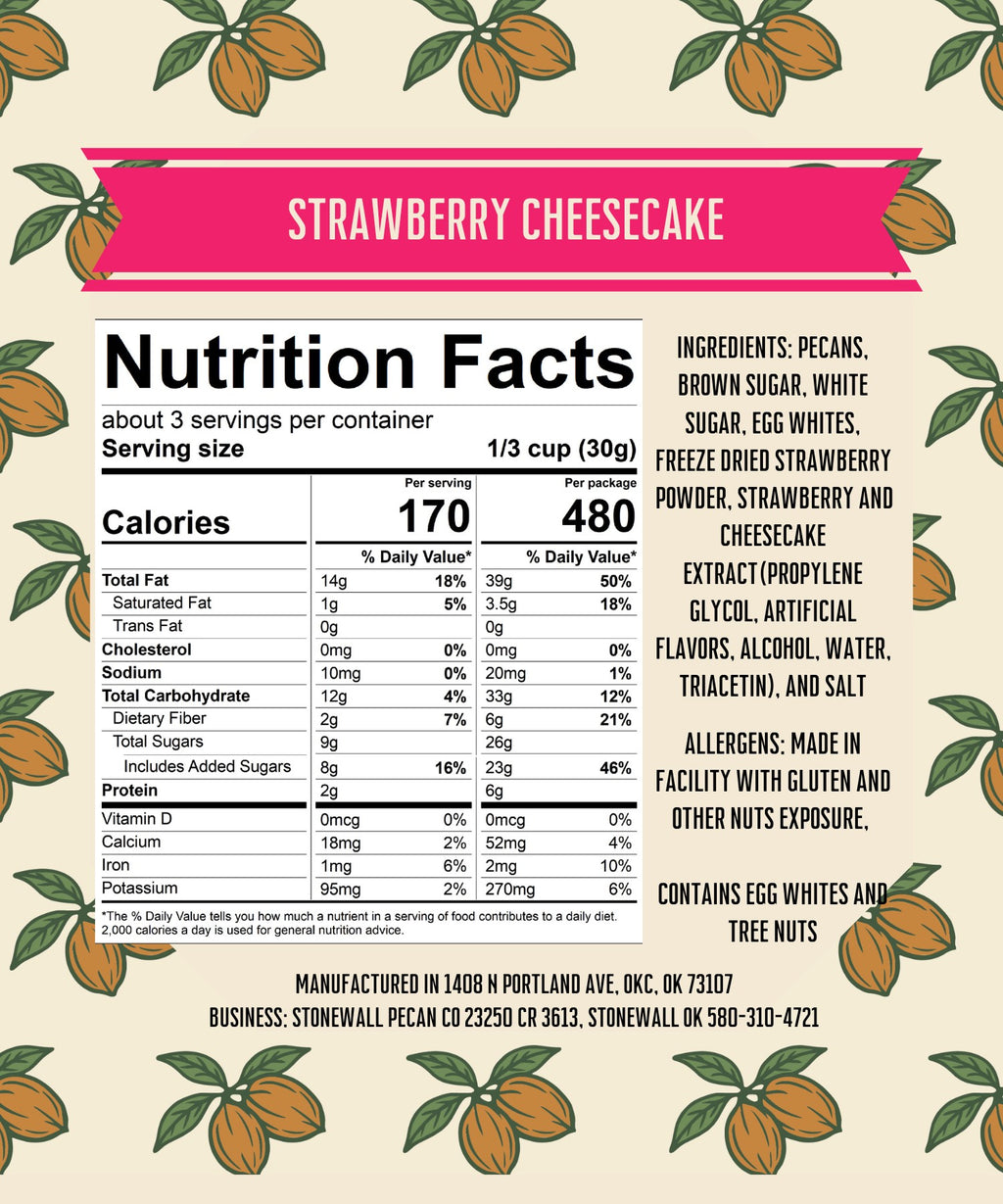 Strawberry Cheesecake Candied Pecans